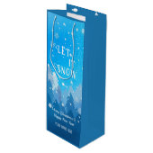 Blauw-witte sneeuw nieuwjaar wijn cadeautas (Voorkant Gekanteld)
