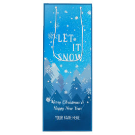 Blauw-witte sneeuw nieuwjaar wijn cadeautas