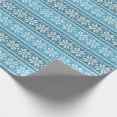 Blauw-witte sneeuwflake Knit Sweater Pattern Cadeaupapier (Hoek)