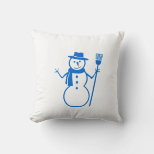 blauw & witte sneeuwman en GELUKKIGE FEESTDAGEN Kussen