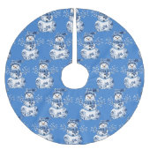 Blauw Witte Sneeuwman Kerstboom Rok (Voorkant)