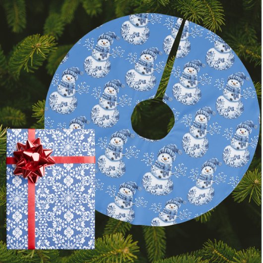 Blauw Witte Sneeuwman Kerstboom Rok