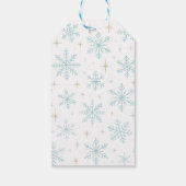 Blauw & Witte Sneeuwvlok Glitter Geschenklabels Cadeaulabel (Achterkant)
