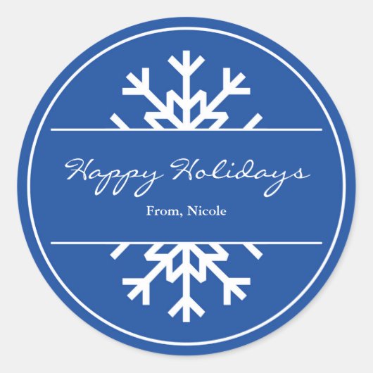 Blauw & Witte Sneeuwvlok Kerst Winter Sticker (Voorkant)