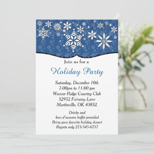 Blauw-witte sneeuwvlok Kerstmis Kaart (Staand voorkant)