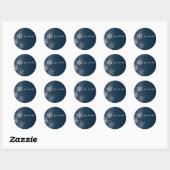 Blauw & Witte Sneeuwvlok Kerststicker Ronde Sticker (Vel)