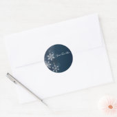 Blauw & Witte Sneeuwvlok Kerststicker Ronde Sticker (Envelop)