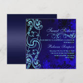 Blauw/Witte Sneeuwvlok Swirl Sweet16 Verjaardag Ui Kaart (Voorkant / Achterkant)