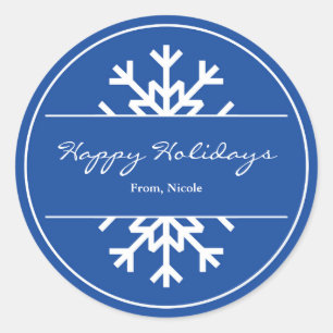 Blauw & Witte Sneeuwvlok Vakantie Winter Sticker