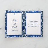 Blauw-witte sneeuwvlokken bedankkaart (Binnen)