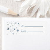 Blauw Witte Sneeuwvlokken Kerst  Etiket (Insitu)