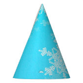 Blauw Witte Sneeuwvlokken Minimalistische Kerst Feesthoedjes (Links)