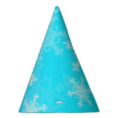 Blauw Witte Sneeuwvlokken Minimalistische Kerst Feesthoedjes (Rechts)