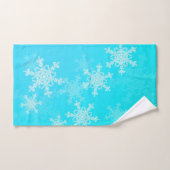 Blauw Witte Sneeuwvlokken Minimalistische Kerst Handdoek (Handdoek)