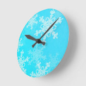 Blauw Witte Sneeuwvlokken Minimalistische Kerst Ronde Klok (Hoek)