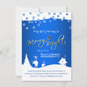 Blauw, Witte Sneeuwvlokken & Rendieren, Bedrijf Lo Kaart (Voorkant)