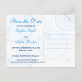 Blauw-witte sneeuwvlokken Save the Date Kaart (Achterkant)