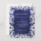 Blauw witte sneeuwvlokken winter bruiloft uitnodig (Voorkant)
