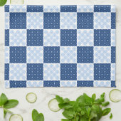 Blauw-witte Snowflake Checkerboard Handdoek (Gevouwen)
