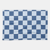 Blauw-witte Snowflake Checkerboard Handdoek (Horizontaal)