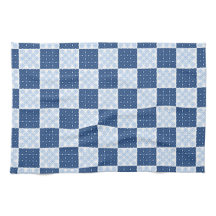Blauw-witte Snowflake Checkerboard Handdoek