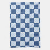 Blauw-witte Snowflake Checkerboard Handdoek (Verticaal)