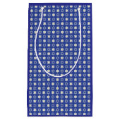 Blauw/Witte Ster van David Patroon Gift Bag Klein Cadeauzakje (Voorkant)
