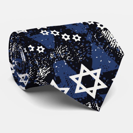 Blauw-witte ster van David Pattern Stropdas (Opgerold)
