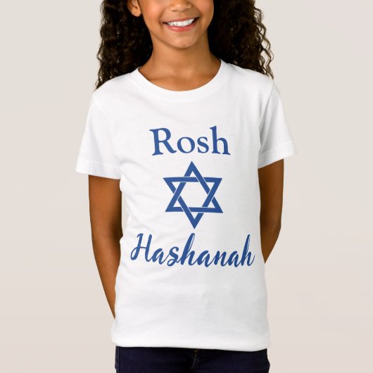 Blauw-witte ster van David Rosh Hashanah T-shirt (Voorkant)