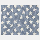 Blauw Witte Sterren Fleece Deken (Voorkant (Horizontaal))