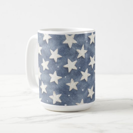 Blauw Witte Sterren Koffiemok (Voorkant links)