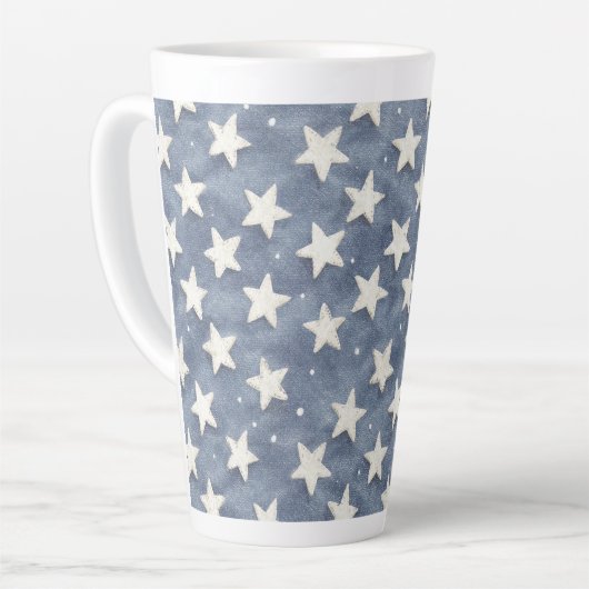 Blauw Witte Sterren Latte Mok (Linkerhoek)
