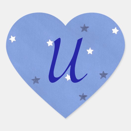 Blauw-witte sterren Monogram Stickers (Voorkant)