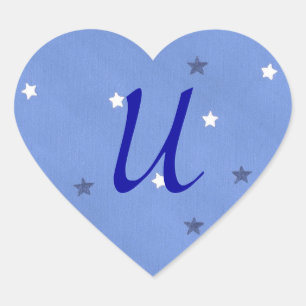 Blauw-witte sterren Monogram Stickers