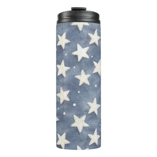 Blauw Witte Sterren Thermosbeker (Voorkant)