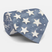 Blauw Witte Sterren Vieren Amerika Stropdas (Opgerold)