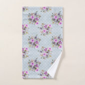 Blauw Witte Stip Paarse Waterverf Bloem Bad Handdoek (Handdoek)