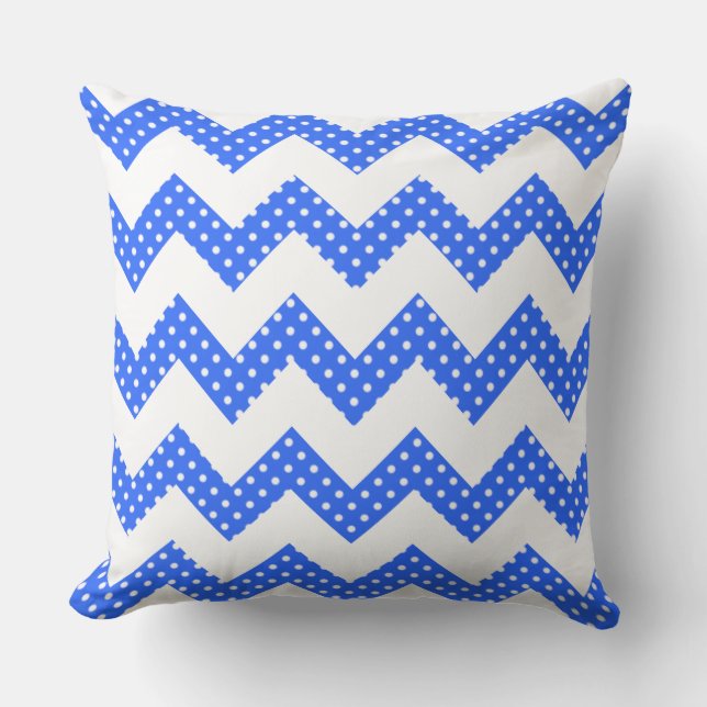 Blauw witte Stippen Chevron Sierkussen (Voorkant)