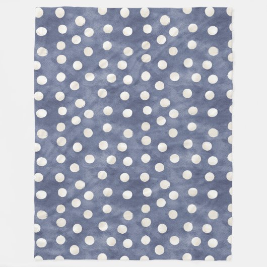 Blauw Witte Stippen Fleece Deken (Voorkant)