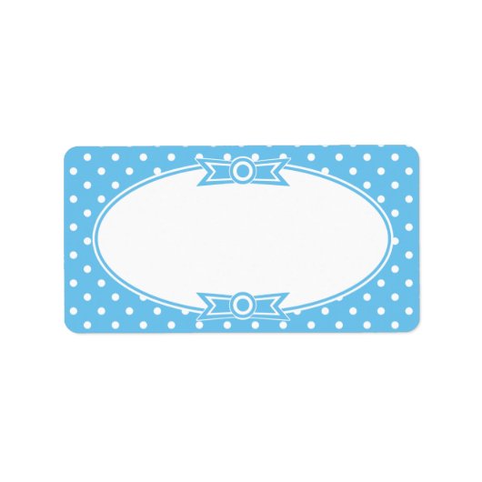 Blauw-witte Stippen Inblikken Label (Voorkant)