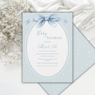 Blauw Witte Stippen Lint Baby Borrel Kaart