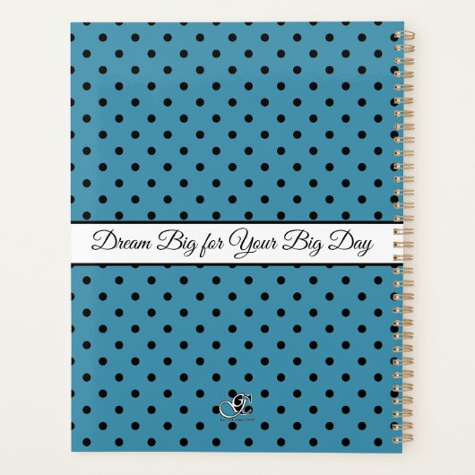 Blauw-witte stippen met boog gepersonaliseerd planner (Achterkant)