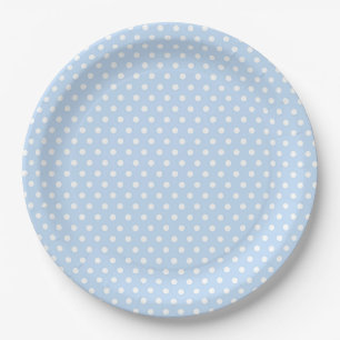 Blauw Witte Stippen Papieren Borden Bordje