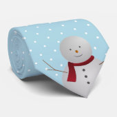 Blauw-witte Stippen Snowman Stropdas (Opgerold)
