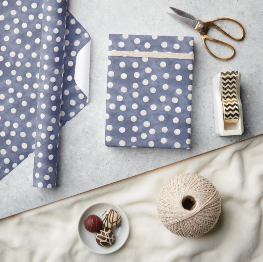 Blauw Witte Stippen Verjaardag Cadeaupapier (Crafts)