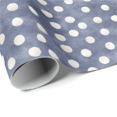 Blauw Witte Stippen Verjaardag Cadeaupapier (Rol Hoek)
