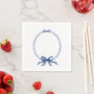 Blauw Witte Stippen Vintage Elegant Servet