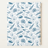 Blauw-witte strand met schelpen planner (Achterkant)
