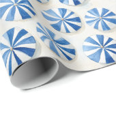 Blauw Witte Strandparasols Bruidsdouche Cadeaupapier (Rol Hoek)