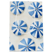 Blauw Witte Strandparasols Bruidsdouche Medium Cadeauzakje (Voorkant)